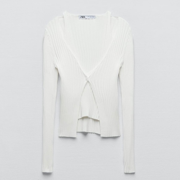 Zara White Ribbed Knit Top - Picture 2 of 11